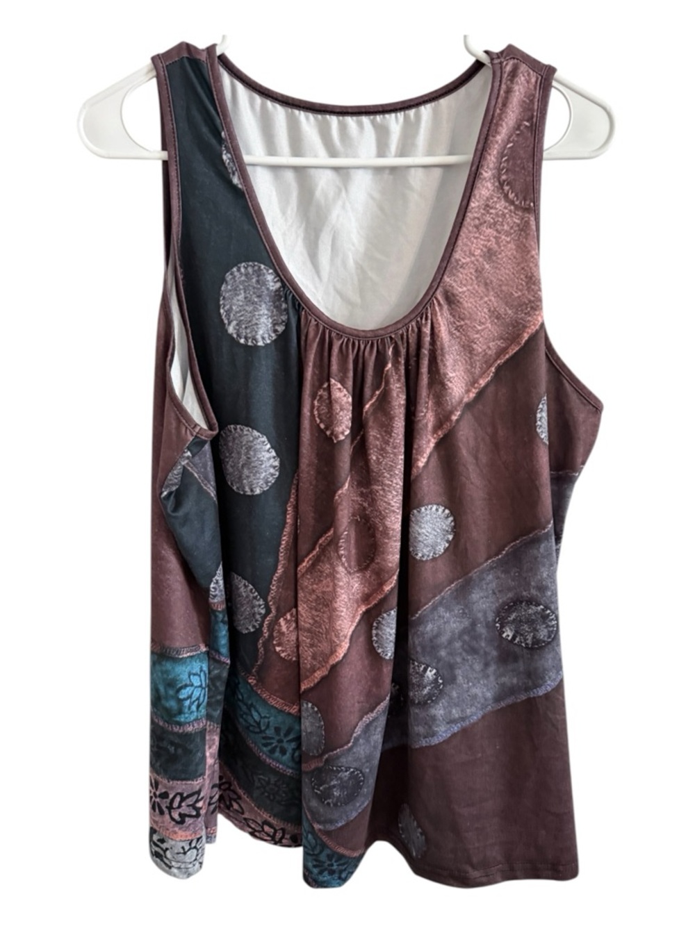 Emery Rose 2XL Boho Patchwork Tank Top Flowy Sleeveless Tunic Blouse